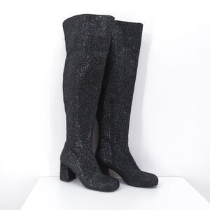 Simon Miller Women 41 Mojo Tall Boots Black OTK Over the Knee Round Toe Glitter